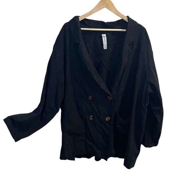 Amadi Anthropologie Kaye Double Breasted Linen Blend Blazer Size 2x 4 buttons - Picture 1 of 8